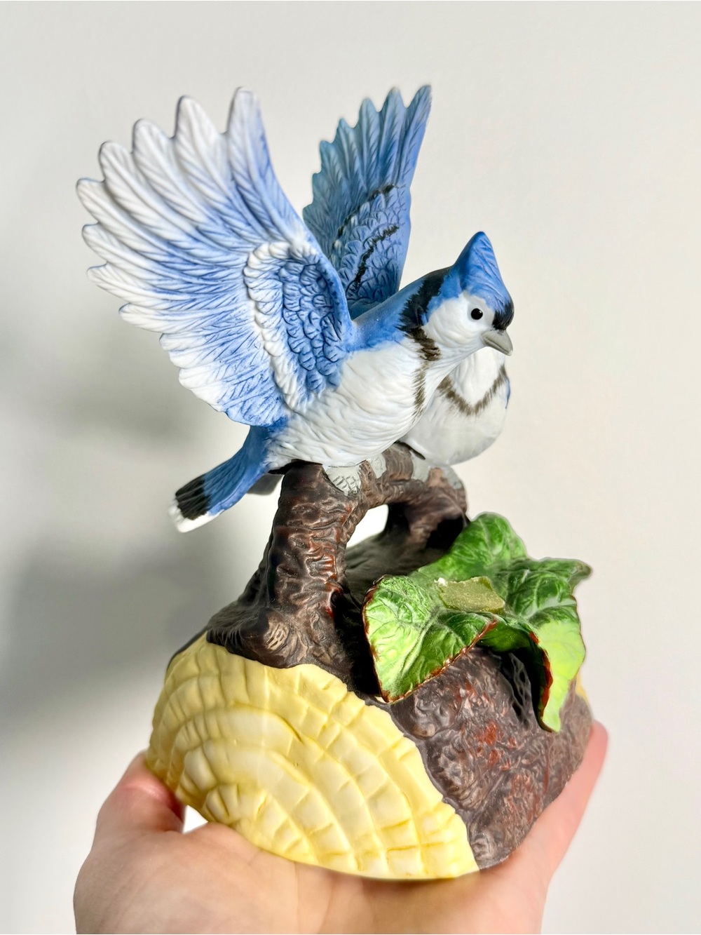Blue Jay Music Box Vintage Bird Figurine